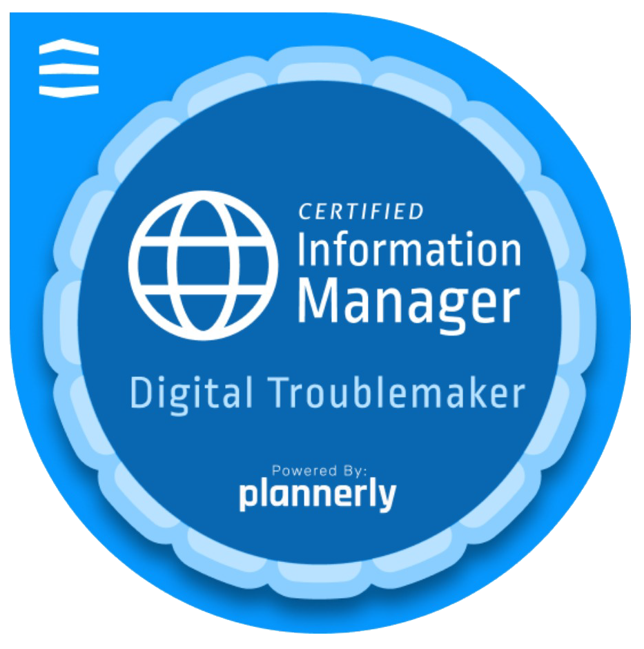 Info Manager - Digital Trouble Maker - Plannerly Logo